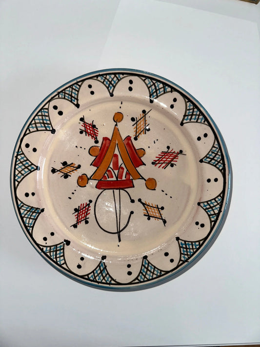 Assiette marocaine Beige & Bleu pâle